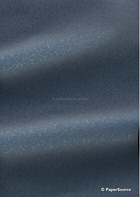 Embossed Rococo Indigo Blue Peearlescent A4 120gsm paper | PaperSource