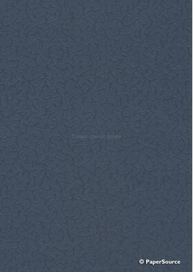 Embossed Rococo Indigo Blue Peearlescent A4 120gsm paper | PaperSource