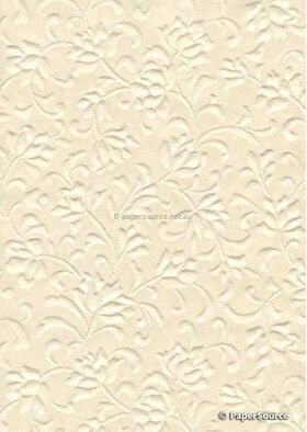 Embossed Gardenia Cream Pearlescent A4 handmade paper | PaperSource