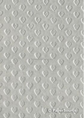 Embossed Heart Silver Metallic, A4 handmade, recycled paper | PaperSource