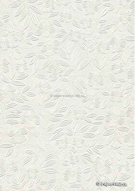 Embossed Primrose Off White Matte A4 handmade recycled paper | PaperSource