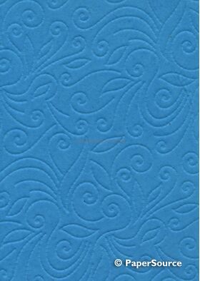 Embossed Stitched Aqua Blue Matte A4 handmade recycled paper | PaperSource