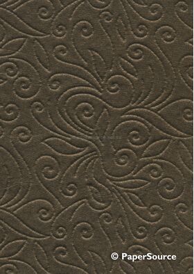 Embossed Stitched Bronze Chocolate Brown Pearlescent A4 handmade recycled paper | PaperSource