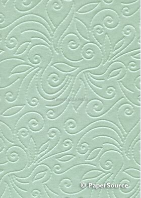 Embossed Stitched Pastel Green Pearlescent A4 handmade recycled paper | PaperSource