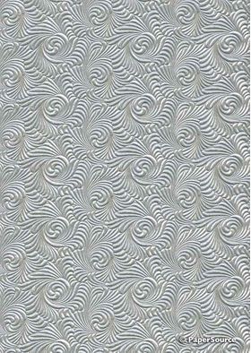 Embossed Wave Silver 2-sided Pearlescent A4 handmade, recycled paper