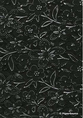 Embossed Bloom Black and Antique Silver Matte A4 handmade paper