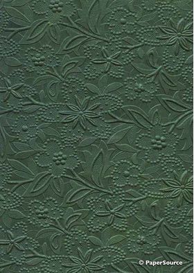 Embossed Bloom Forest Green No.107 Pearlescent A4 handmade paper