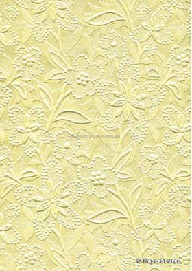 Embossed Bloom Lemon Yellow No.109 Pearlescent A4 handmade paper