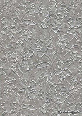 Embossed Bloom Warm Grey No.115 Pearlescent A4 handmade paper