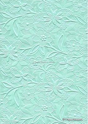Embossed Bloom Aqua No.120 Pearlescent A4 handmade recycled paper | PaperSource
