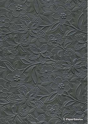 Embossed Bloom Charcoal No.122 Pearlescent A4 handmade paper