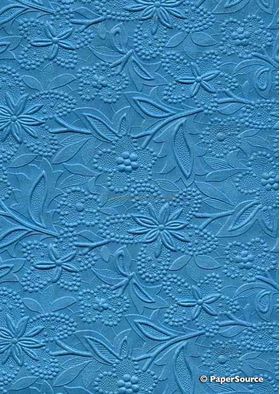 Embossed Bloom Sky Blue No.123 Pearlescent A4 handmade paper