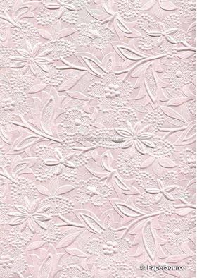 Embossed Bloom Baby Pink Pearlescent A4 handmade paper