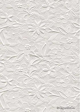 Embossed Bloom Crystal White Pearlescent A4 handmade paper