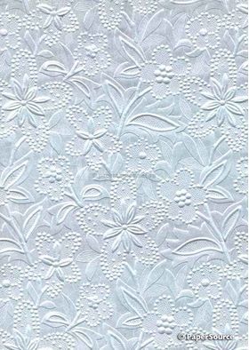Embossed Bloom Ice Baby Blue Pearlescent A4 handmade recycled paper | PaperSource