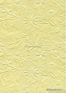 Embossed Bloom Lemon Yellow Pearlescent A4 handmade paper