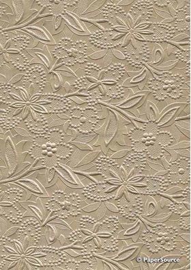 Embossed Bloom Mink Beige Pearlescent A4 handmade paper