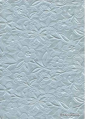 Embossed Bloom Pastel Blue Pearlescent A4 handmade paper