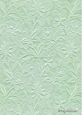 Embossed Bloom Pastel Green Pearlescent A4 handmade paper