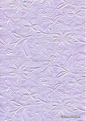 Embossed Bloom Pastel Lilac Purple Pearlescent A4 handmade paper