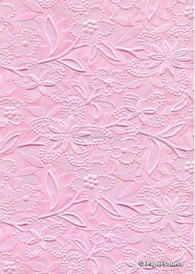 Embossed Bloom Pastel Pink Pearlescent A4 handmade paper