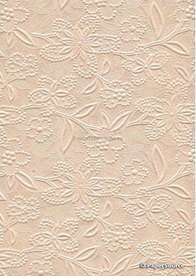 Embossed Bloom Peach Pearlescent A4 handmade recycled paper | PaperSource