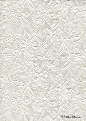 Embossed Bloom Quartz Off White Pearl Pearlescent A4 handmade paper