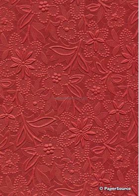 Embossed Bloom Bright Red Pearlescent A4 handmade paper