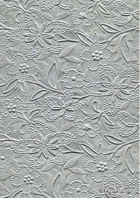 Embossed Bloom Silver Pearlescent A4 handmade paper