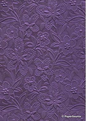 Embossed Bloom Violet Purple No.1 Pearlescent A4 handmade paper