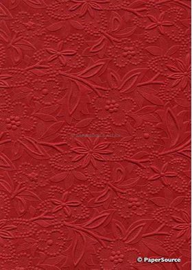 Embossed Bright Red Matte Cotton A4 handmade recycled paper