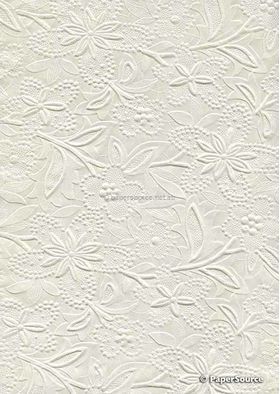 Embossed Off White Matte Cotton A4 handmade recycled paper