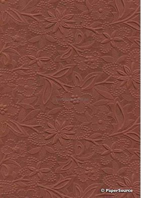 Embossed Red Brown Earthy Matte Cotton A4 handmade recycled paper