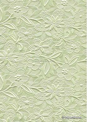 Embossed Mint Green No.11 Pearlescent Cotton A4 handmade recycled paper | PaperSource