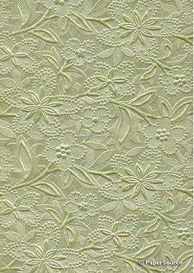 Embossed | Bloom Sage Green No.12 Pearlescent A4 handmade paper | PaperSource