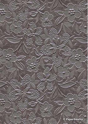 Embossed Bloom Walnut Brown No.15 Pearlescent A4 handmade paper