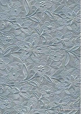 Embossed Bloom Silver Grey No.16 Pearlescent A4 handmade paper