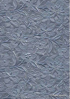 Embossed Bloom Gunmetal Blue No.17 Pearlescent A4 handmade recycled paperr | PaperSource