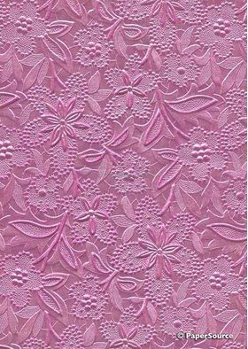 Embossed Bloom Pastel Pink No.4 Pearlescent A4 handmade paper