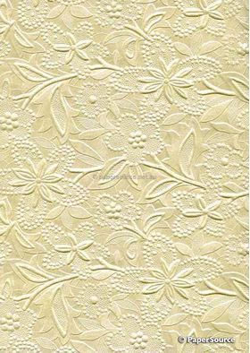 Embossed Bloom Pastel Lemon Pearlescent A4 handmade paper