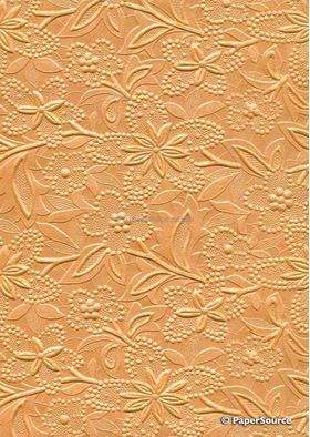 Embossed Bloom Orange No.6 Pearlescent A4 handmade paper