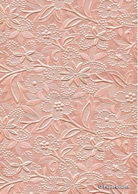 Embossed Bloom Deep Apricot No.7 Pearlescent A4 handmade recycled paper | PaperSource