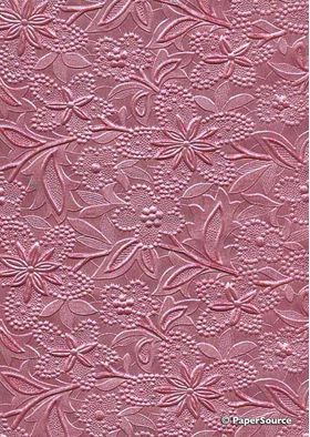 Embossed Bloom Rose Pink No.8 Pearlescent A4 handmade paper