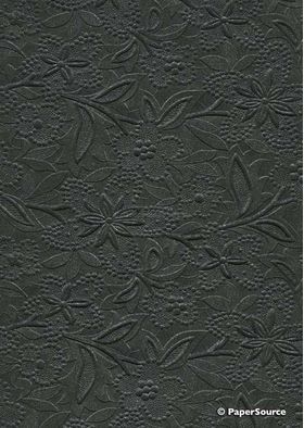 Embossed Bloom Onyx Sparkle Black Pearlescent A4 handmade paper