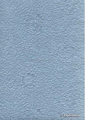 Embossed Bouquet Dusty Blue Matte A4 handmade, recycled paper | PaperSource