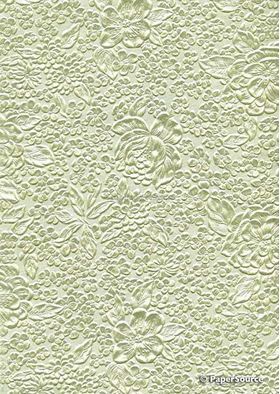 Embossed Bouquet Mint Green Pearlescent A4 handmade, recycled paper | PaperSource