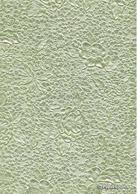 Embossed Bouquet Sage Green Pearlescent A4 handmade, recycled paper | PaperSource