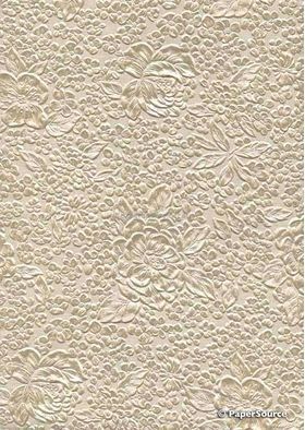 Embossed Bouquet Champagne Pearlescent A4 handmade, recycled paper | PaperSource