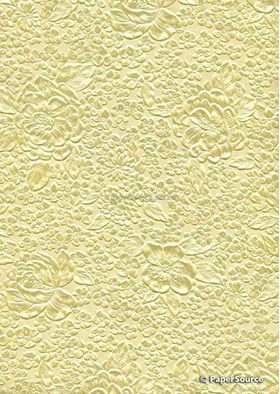 Embossed Bouquet Bright Yellow Pearlescent A4 handmade, recycled paper | PaperSource