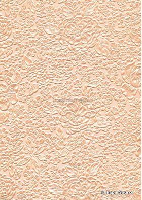 Embossed Bouquet Apricot Pearlescent A4 handmade, recycled paper | PaperSource